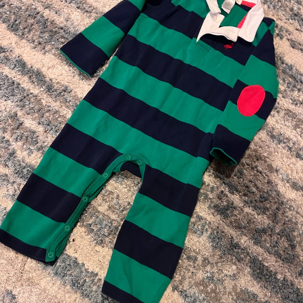The Beaufort Bonnet company TBBC Striped Green&Navy size 18-24 months One Piece